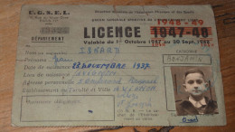 Carte Licence Sportive 1948-1949, AVIGNON  ............... E3-101 - Lidmaatschapskaarten