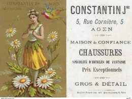 CHROMOS. Magasin De Chaussures. Constantin Jne (Agen) Jolie Femme Dans Un Bouquet De Marguerite...S4387 - Autres & Non Classés