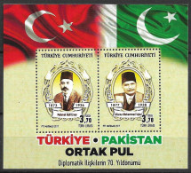 TURKEY.. 2017 70 Years Of Diplomatic Relations With Pakistan Souvenir Sheet...MNH. - Nuevos