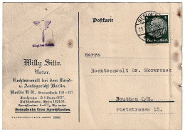 Berlin Willy Sitte Notar - Member Of NSRB  19.03.1938 Company Postcard II / Firmenpostkarte II - Postcards