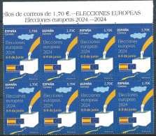 ESPAGNE SPANIEN SPAIN ESPAÑA 2024 EUROPEAN ELECTIONS ELECCIONES EUROPEAS 2024 (6-9 JUNE JUNIO) BLOCK 8V MNH ED 5729 - Unused Stamps