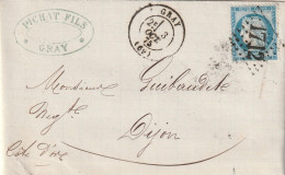 Lettre De Gray à Dijon LAC - 1849-1876: Période Classique