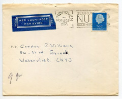 Netherlands 1957 Airmail Cover; Eindhoven To Watervliet, New York; 70c. Queen Juliana; Red Cross Slogan Cancel - Storia Postale
