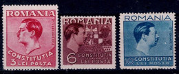ROMANIA 1938 NEW CONSTITUTION OF 27/2/1938 MI No 549-51 MNH VF!! - Nuovi