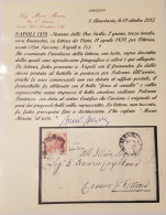 Spettacolare E Rarissima Lettera Napoli Sicilia Annullata Con Ferro Di Cavallo Con 2 Grana III° Tavola Cert. Merone - Naples