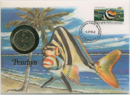 Penrhyn 1993 Küstenlandschaft Fisch Numisbrief Mit 1 Dollar Cook-Inseln (N389) - Cookinseln