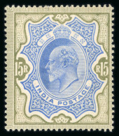 India 1902 15r Blue And Olive Brown With Full Original Gum And Hinge Remnant, Very Fine And Fresh (SG £475) - Autres & Non Classés