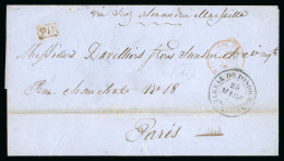 1858 Pondicherry Complete Folded Letter Datelined 25 March Sent To Paris, - Autres & Non Classés