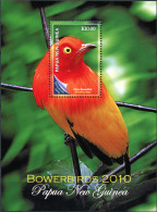 Papua New Guinea 2010. Flame Bowerbird (Sericulus Aureus) (MNH OG) S/S - Papouasie-Nouvelle-Guinée