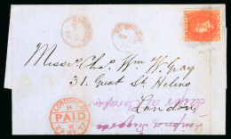 1875 Watermark Sideways 1s Vermilion Perf. 11 To 12 1/2 On Wrapper To London Tied "A10" In Red - Otros & Sin Clasificación