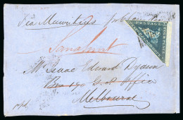 1861 4d Deep Blue, Tied To Front Sent "Via Mauritius" To Australia - Autres & Non Classés