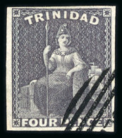 1859  Britannia 4d Grey-lilac With Perkins Bacon "CANCELLED" In Oval Handstamp - Other & Unclassified