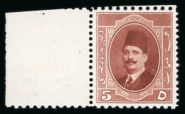 1923-34 King Fouad 1st Portrait Issue: 5m Red-brown, Mint Single Perforated 11 X 14 - Other & Unclassified