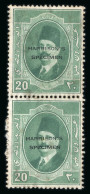 1923-34 King Fouad 1st Portrait Issue: 20m Deep Green, Issued Colour, Unused Vertical Pair Showing Overprint "HARRISON'S - Autres & Non Classés