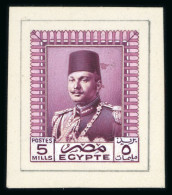 1936 Essays For The Farouk "Military" Issue: Stamp-sized Unadopted Hand-painted Essay Showing King Farouk's Portrait In  - Autres & Non Classés