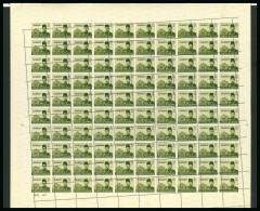 1937-46 Young King Farouk Portrait Issue: 30m Olive, Royal Oblique Perforation, A Complete Mint Sheet Of 100 - Autres & Non Classés