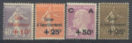 FRANCE - 1928, SEMEUSE & PASTEUR  STAMPS COMPLETE SET OF 4, SURCH, UMM (**). - Neufs