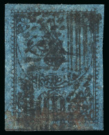 1863 Toughra 2ghr Black On Blue, 1st Printing, Mi 3Ixa, - Collections (sans Albums)