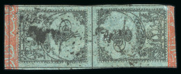 1863 Tughra 2pi Black On Blue, 2nd Printing, Thin Paper, Tête-bêche Pair - Collections (sans Albums)