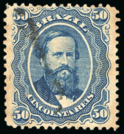 1866, 50r Blue, Featuring The "filigrana De Sutura" - Collections (sans Albums)