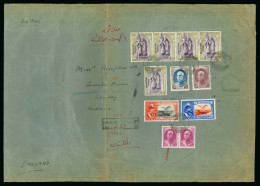 1935ca. "POSTES IRANIENNES" On 3T In Strip Of Four And Single On Large Envelope Sent Registered - Collections (sans Albums)