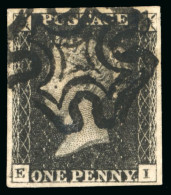 1840 1d Black Pl.6 EI With Four Margins And Neat Strike Of Black MC - Sammlungen