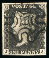 1840 1d Black Pl.6 JJ With Good Margins And Crisply Stuck Black MC - Sammlungen