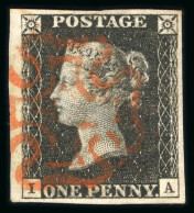 1840 1d Black Pl.7 IA With Good To Large Margins And Neat Strike Of Red MC - Sammlungen