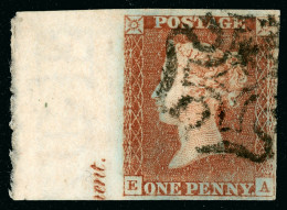 1840 1d Pl.8 EA From The Red Printing, Used Left Sheet Marginal - Sammlungen