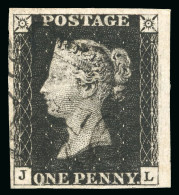 1840 1d Black Pl.8 JL With 4 Margins (very Large At Right) And Lightly Struck Black MC - Sammlungen