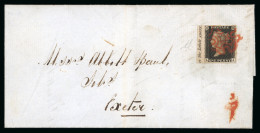 1840 (7 Dec) 1d. Black, Pl.8, LA, A Stunning Marginal Example With Inscription On Entire Letter - Sammlungen