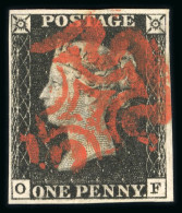 1840 1d Black Pl.8 OF With Close To Good Margins And Bold Red MC - Sammlungen