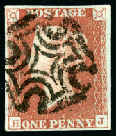 1840 1d Pl.10 HJ, Red Printing From "black Plate", Showing "O" Flaw State 2 & Square "J", Plus EB Used - Sammlungen