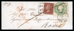 1855 1s Embossed With 1d Red 'star' On Neat Little Cover To Rome, Tied "Castle Street" Scots Local Cancel - Collections