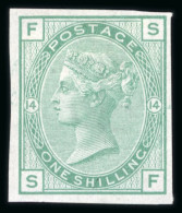 1873-80 1s Green Pl.14 Abnormal Imperforate Imprimatur - Collections