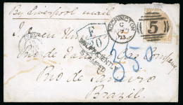 1873 (Apr 7) Small Neat Envelope To Rio De Janeiro, Brazil With 1872-73 6d Pale Buff, Carried By The Paquebot "Said" - Collections