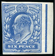 1902-10 De La Rue 6d Imperforate Colour Trial In Blue, Mint Hr - Collections