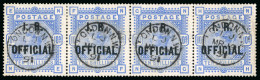 1882-1901 I.R. Official Overprinted (in Blue-black) 10s Ultramarine In Fine Used Strip Of Four With Neat Strikes Of 'Lon - Collections
