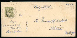 1933-47 Wide Setting 4a Sage-green (setting V, Second Sub-setting, Cliché 4) On Envelope Sent Registered - Andere & Zonder Classificatie