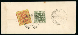 1883-94 1a Dark Dull Green And 2a Red And Yellow, With Ample Margins, Tied To Cover - Andere & Zonder Classificatie