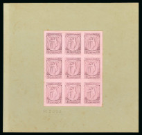 1906 Olympics 1l Purple Imperf. Proof On Pinkish Carton Paper In Sheetlet Of Nine - Other & Unclassified