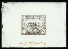 Suez Canal Company – 1868 1c, One Glass Cliché With Image Reversed And Manuscript Production Notes At Base “cliché 4/13  - Collections (without Album)