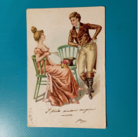 Cartolina Illustrata Coppia. Viaggiata - 1900-1949