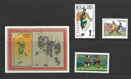 South Africa Soccer At Africa Games 1983 - 1996 3 Different Singles And A Miniature Sheet MNH - Nuovi