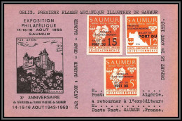 85543/ Discount Chambre De Commerce Grève De Saumur 1953 Les 3 Valeurs Sur Carte RR - Autres & Non Classés