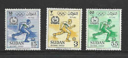 Sudan Soccer At Olympic Games 1960 Rome Set Of 3 MNH - Ungebraucht