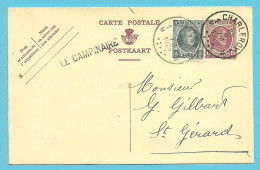 Entier Stempel CHARLEROY Met Naamstempel (Griffe D'orgine) LE CAMPINAIRE - 1922-1927 Houyoux