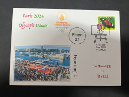 8-6-2024 (32) Paris Olympic Games 2024 - Torch Relay (Etape 267) In Brest (7-6-2024) With OZ Stamp - Zomer 2024: Parijs