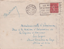 1927--Lettre PARIS 47  Pour SAINT GERMAIN EN LAYE (France)-type Semeuse Lignée 15-12-1927,cachet Médailles-Monnaie - 1921-1960: Modern Period