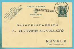 Entier Stempel GENT  Met Naamstempel (Griffe D'orgine) WACHTEBEKE - 1922-1927 Houyoux